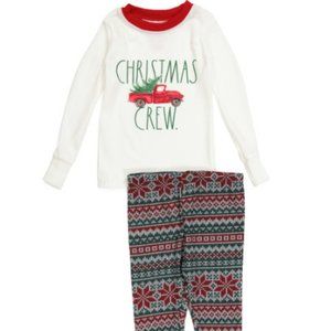 RAE DUNN Toddler Pajamas Christmas Crew PJ Set 3T Red Truck Green Tree New